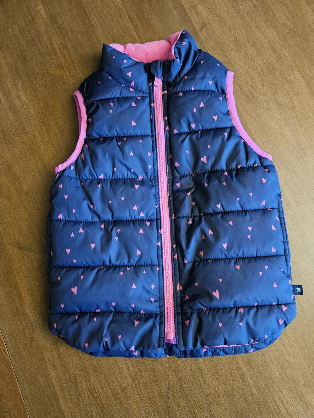 Gap Kids' Navy And Pink Heart Vest, Color: Blue/Pink, 5